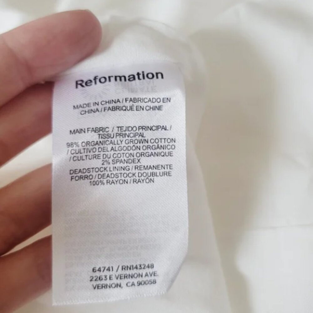 Reformation Beaux White Halter Backless Organic Cotton Summer Dress Size 8 - Picture 9 of 9